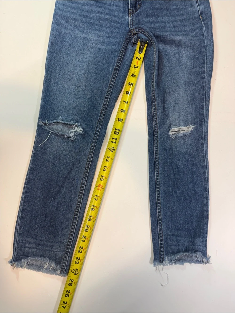 Free People Mid Blue Distressed Skinny Jeans